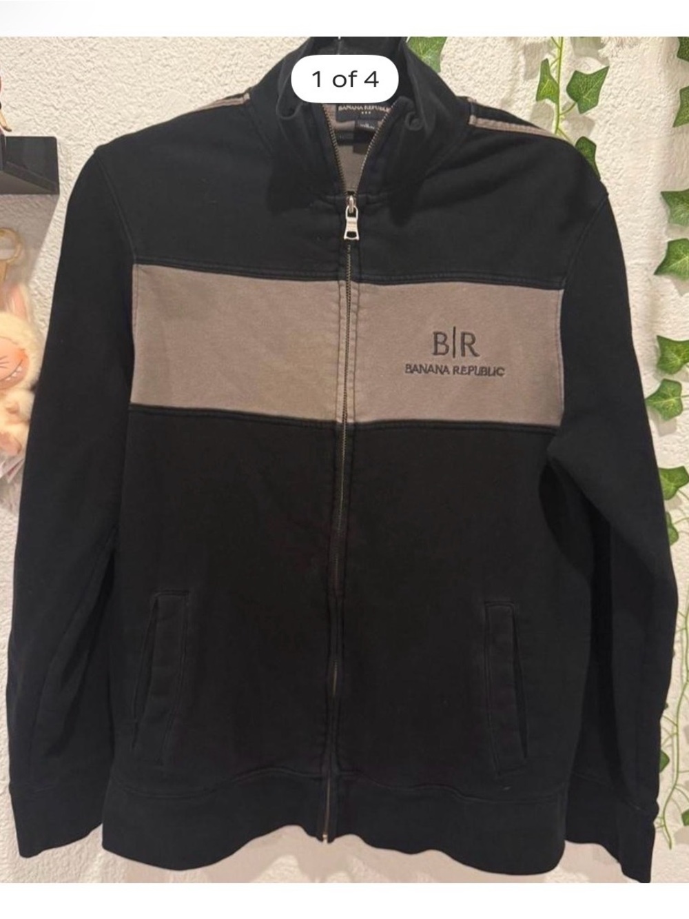 Banana Republic men Black and Gray Full-Zip Track Jacket